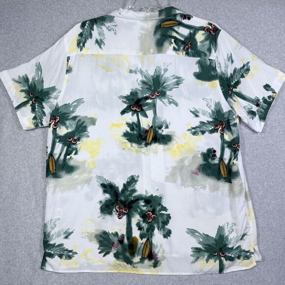 Hawaiian Shirt Mens XL White Aloha Button Short Sleeve Modern Print - Picture 7 of 13